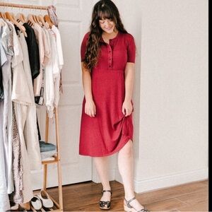 LA Relaxed Striped Short Sleeve Soft Striped Modal Midi dress Super Soft